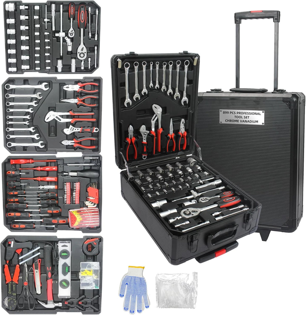 899 Piece Tool Set Household Hand Tool Set Basic Tool Set, Complete Tool Box Set