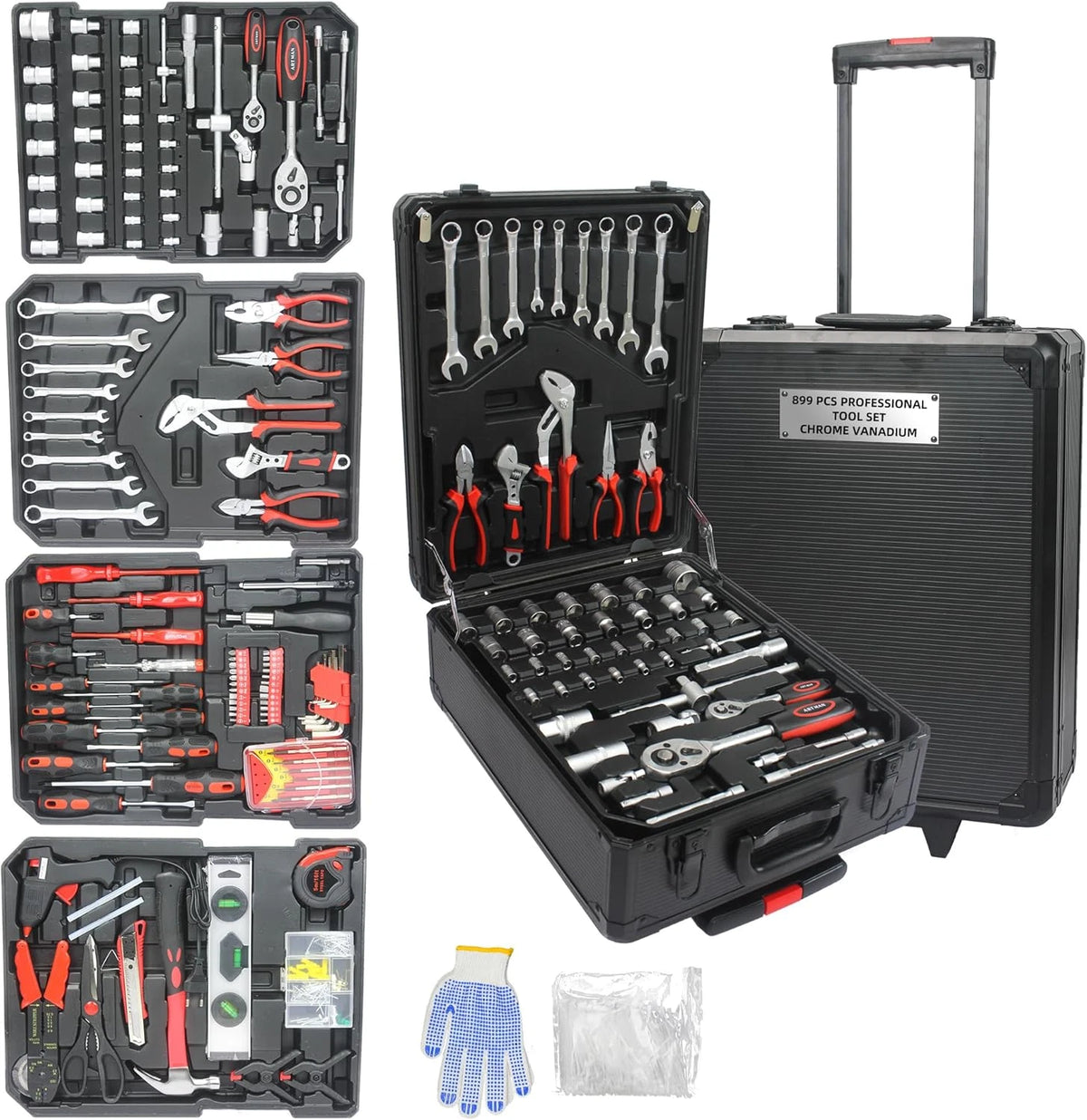 899 Piece Tool Set Household Hand Tool Set Basic Tool Set, Complete Tool Box Set