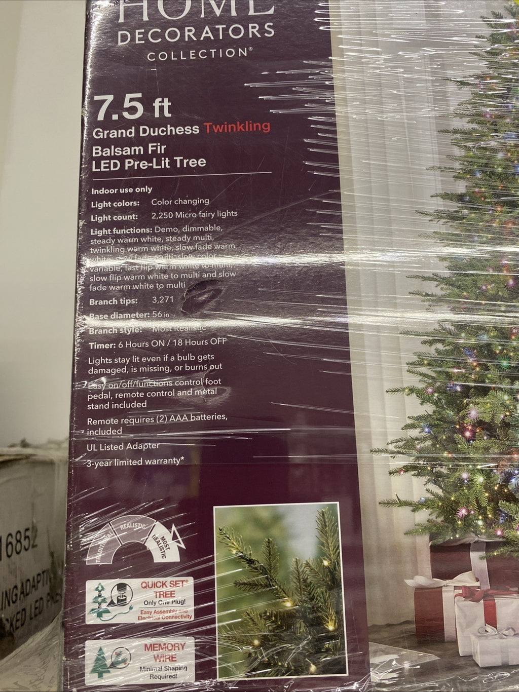 Home Decorators 7.5 ft. Pre-Lit Grand Duchess Twinkling Balsam Fir LED Tree T27 · 2