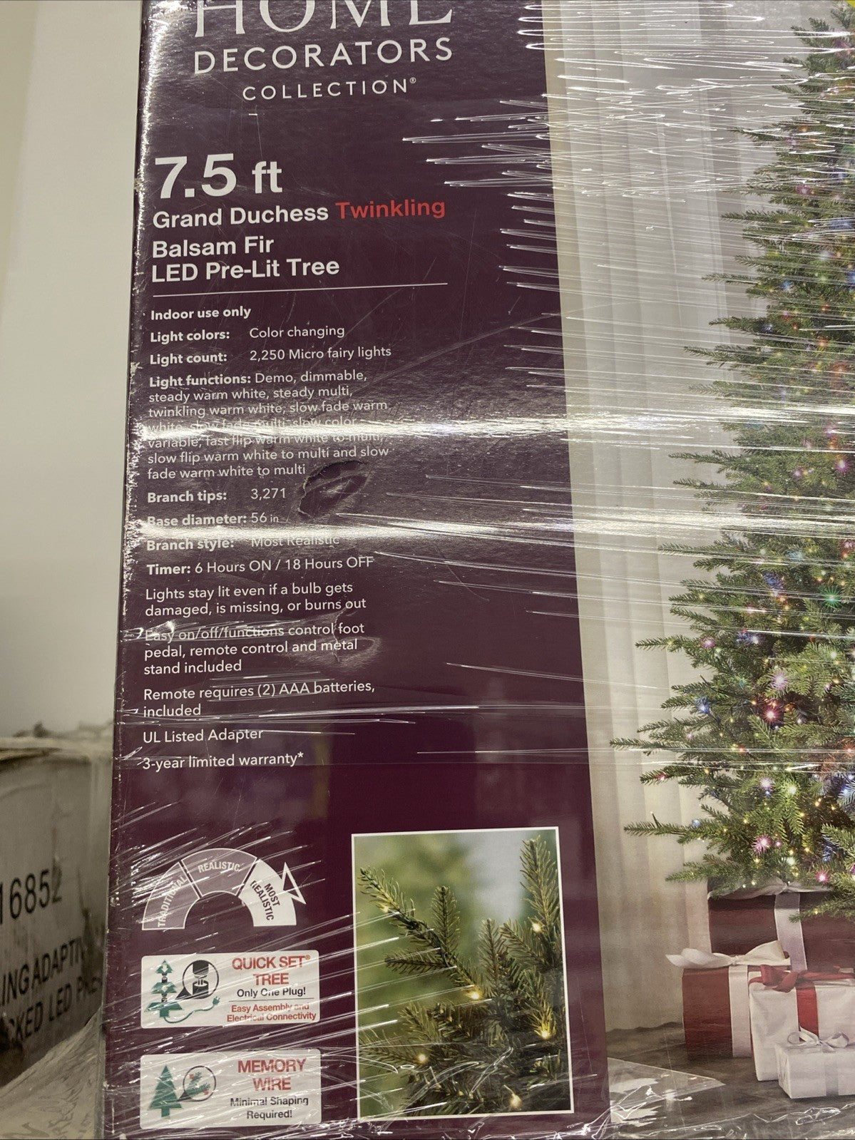 Home Decorators 7.5 ft. Pre-Lit Grand Duchess Twinkling Balsam Fir LED Tree T27 · 2