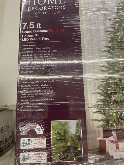 Home Decorators 7.5 ft. Pre-Lit Grand Duchess Twinkling Balsam Fir LED Tree T27 · 2